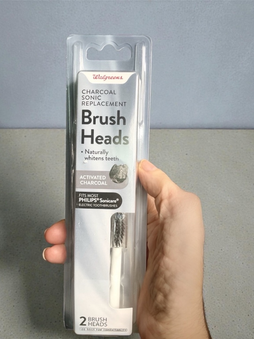 Walgreens Charcoal Sonic Replacement Brush Heads, 2-Pack, Fits Philips Sonicare